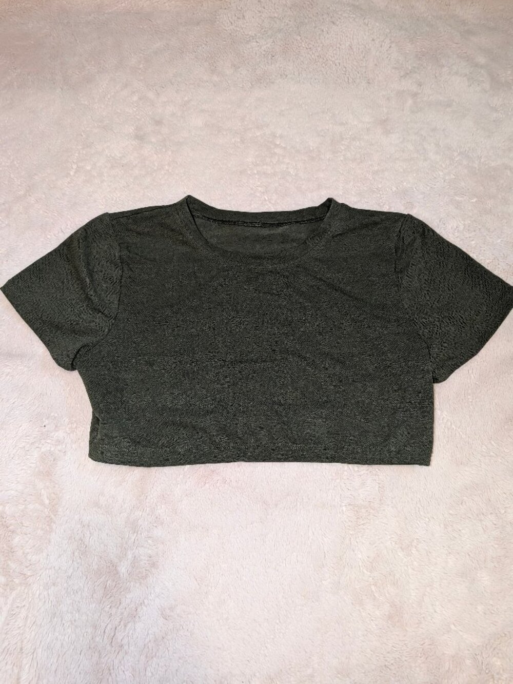 Aerie Lace Short -Sleeve Fitted Crop Top XXL Green